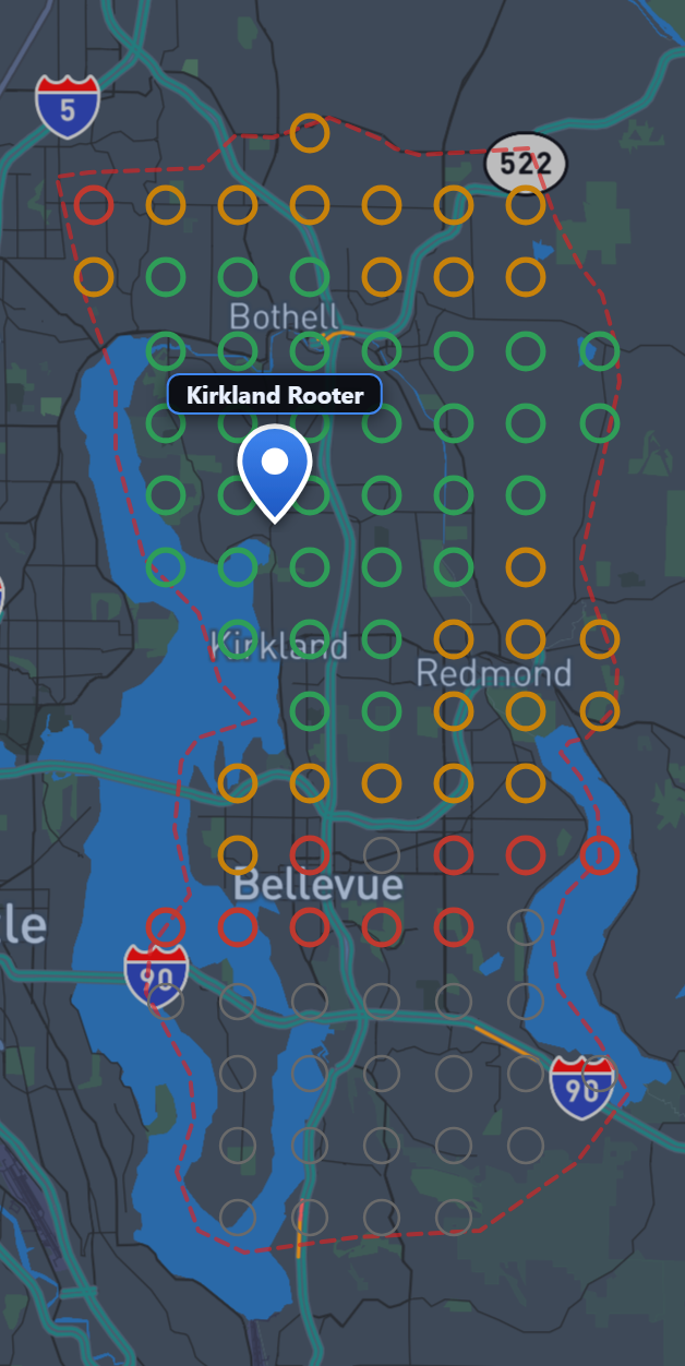 Live map scan — clogged drain